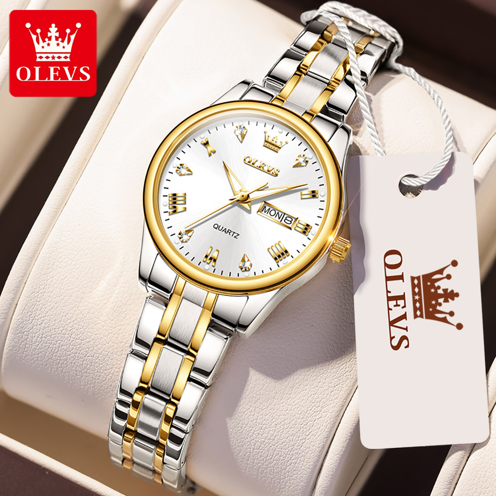 Stainless Bracelet Diver - Olevs-女性用防水クォーツ時計、新しいファッション、クラシック、高級ブランド、女性用時計、ステンレススチールストラップ時計、5563