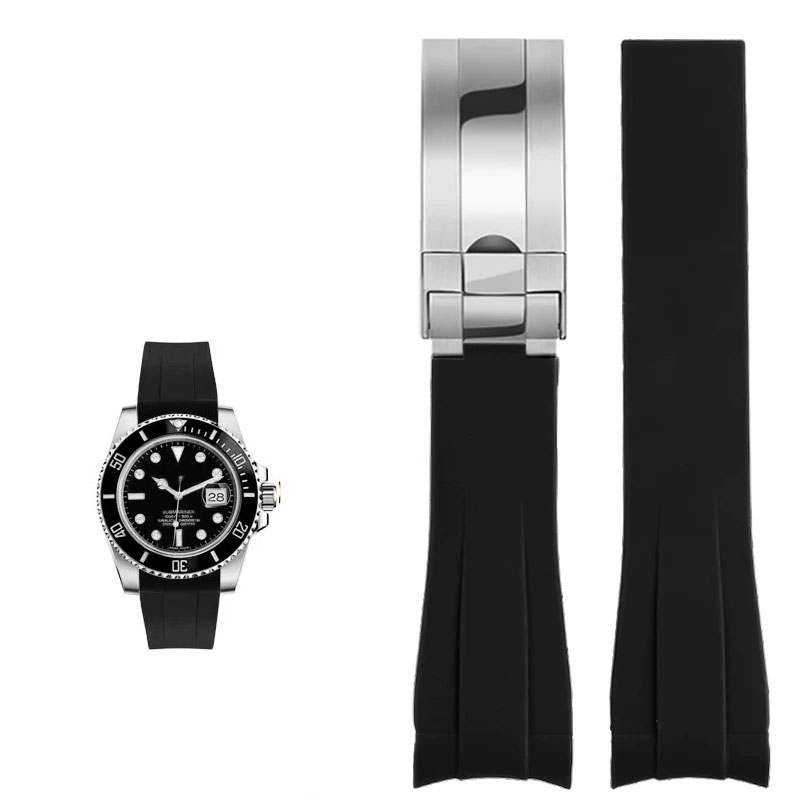Rolex Watch Submariner - ロレックス 20 ミリメートルシリコン時計アクセサリーオリジナル GMT ブラックサブマリナーグリーンサブマリナーカーブドインターフェイス時計ストラップ