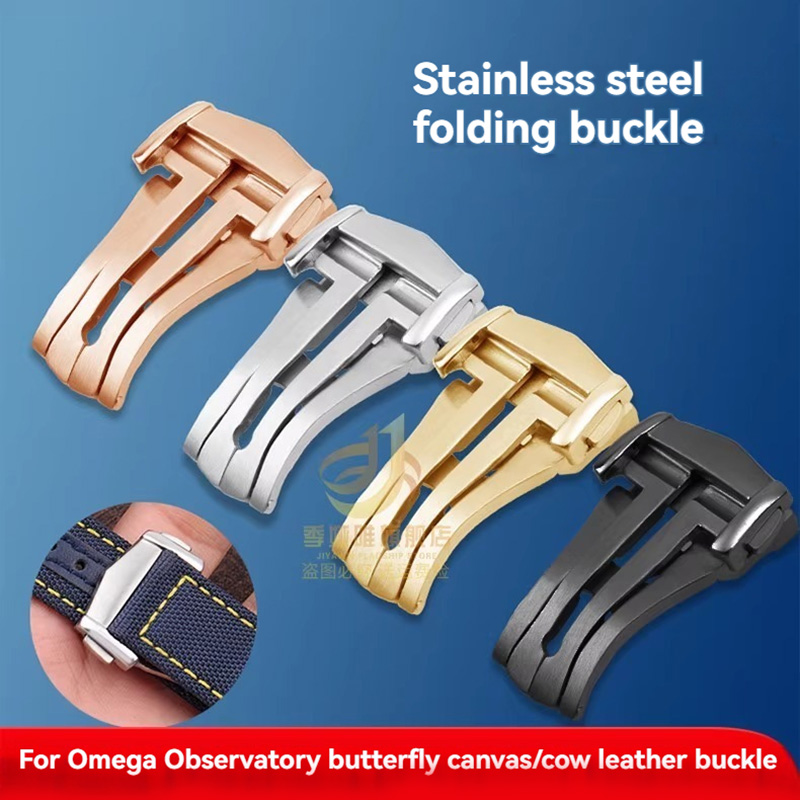 Canvas Strap Watch - 時計バックルオメガシーマスターバタフライフライスーパーバレザーキャンバスストラップバックルステンレス鋼折りたたみバックル 18 ミリメートル 20 ミリメートル