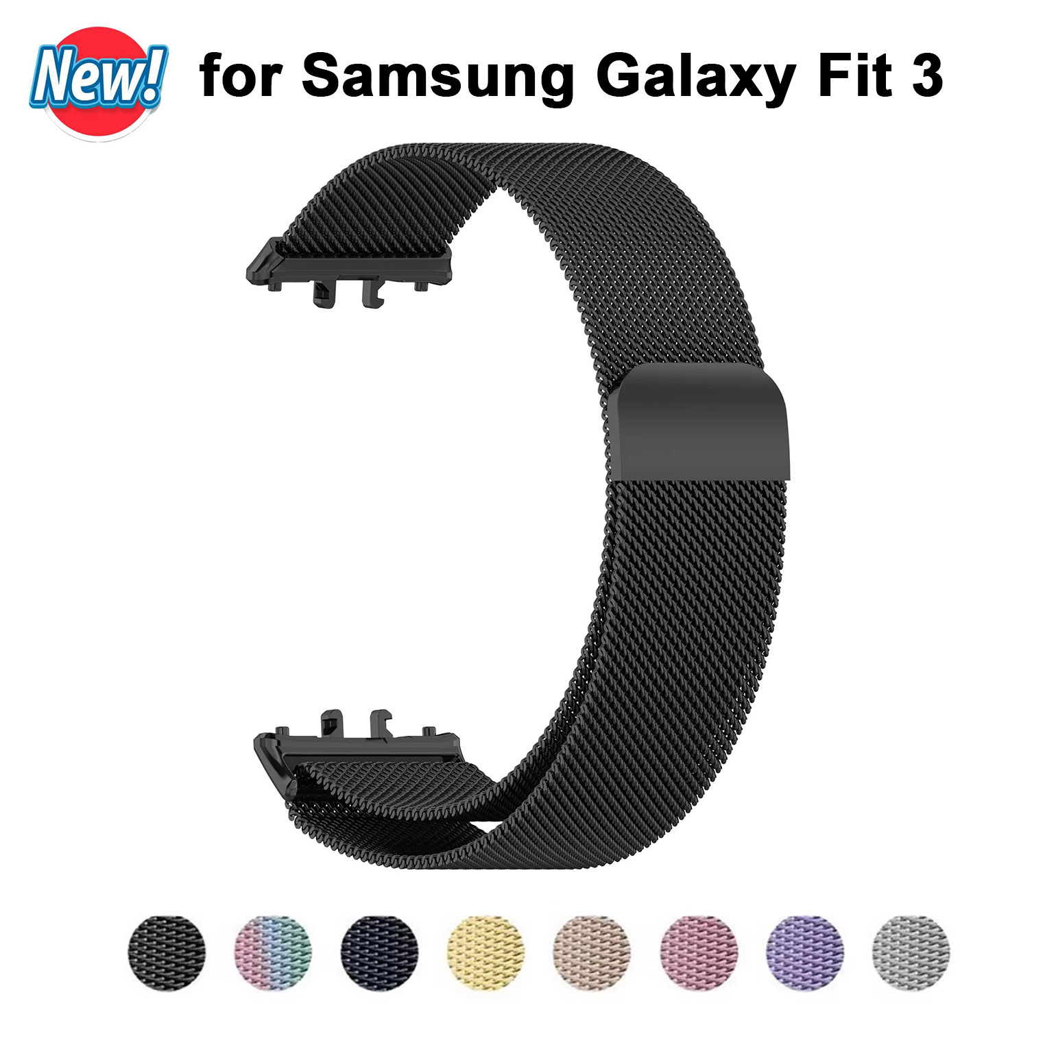 Milanese Loop Magnetic - Samsung Galaxy Watch Fit 3用ミラネーゼループストラップ、ステンレススチール製メタルブレスレット、Galaxy Watch