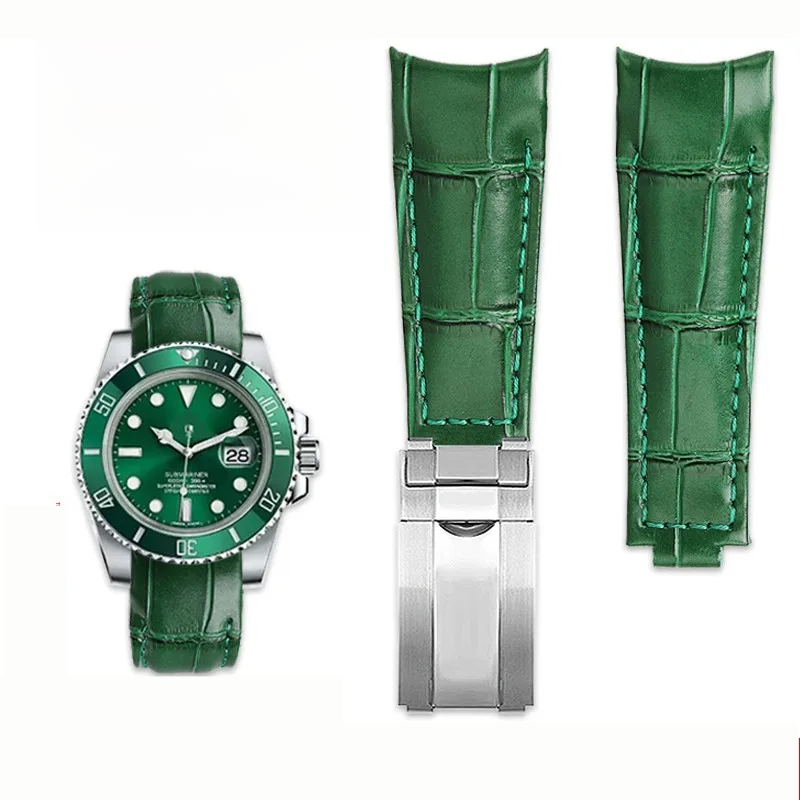 Rolex Watch Submariner - オリジナルスタイルカーブエンド時計ストラップ 20 ミリメートルロレックスウォーターゴースト本革時計バンド GMT サブマリーナーデイトナメンズブレスレット