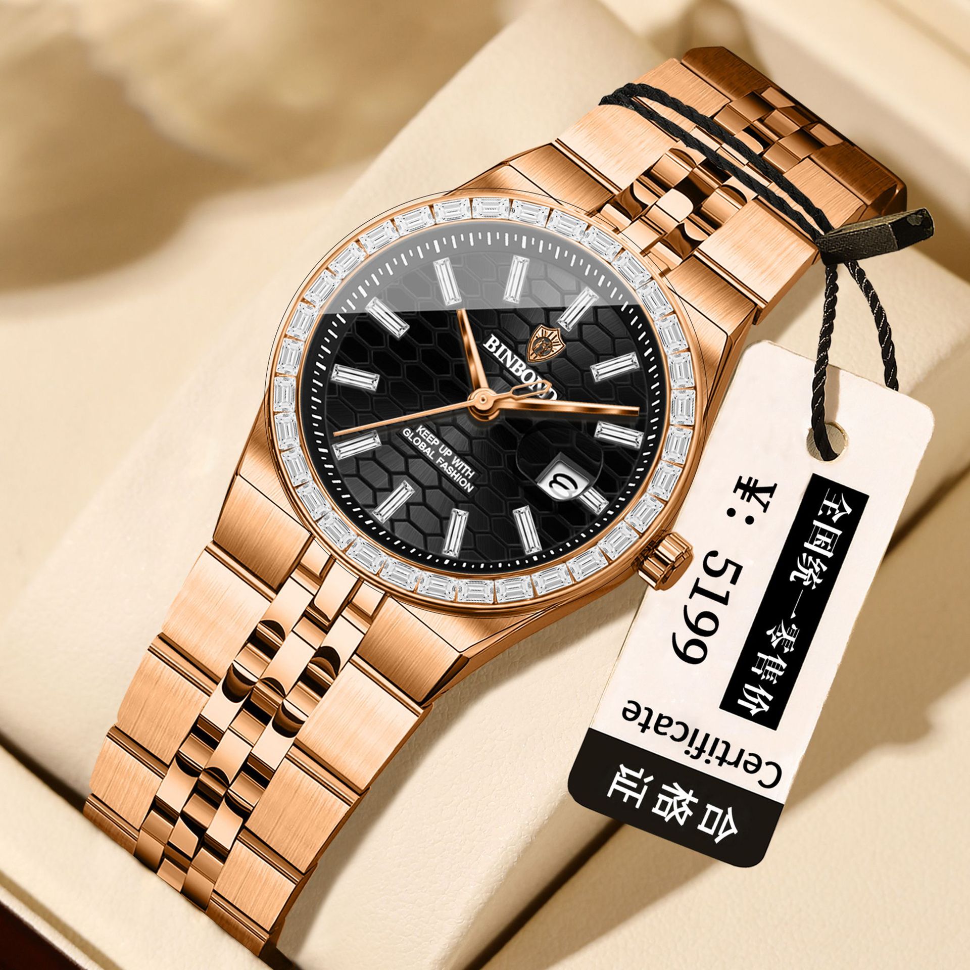 Stainless Bracelet Diver - BINBOND 新型7272 高品質オリジナルレディース時計 防水日付表示 ステンレススチールストラップ ファッションレディースクォーツウォッチ