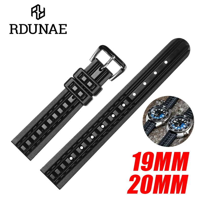 Rubber Strap Diver - RDUNAE オリジナル工場メンズラバー時計ストラップアウトドアスポーツ防水レトロクラシック 19 ミリメートル 20 ミリメートル腕時計リロイやつ腕時計
