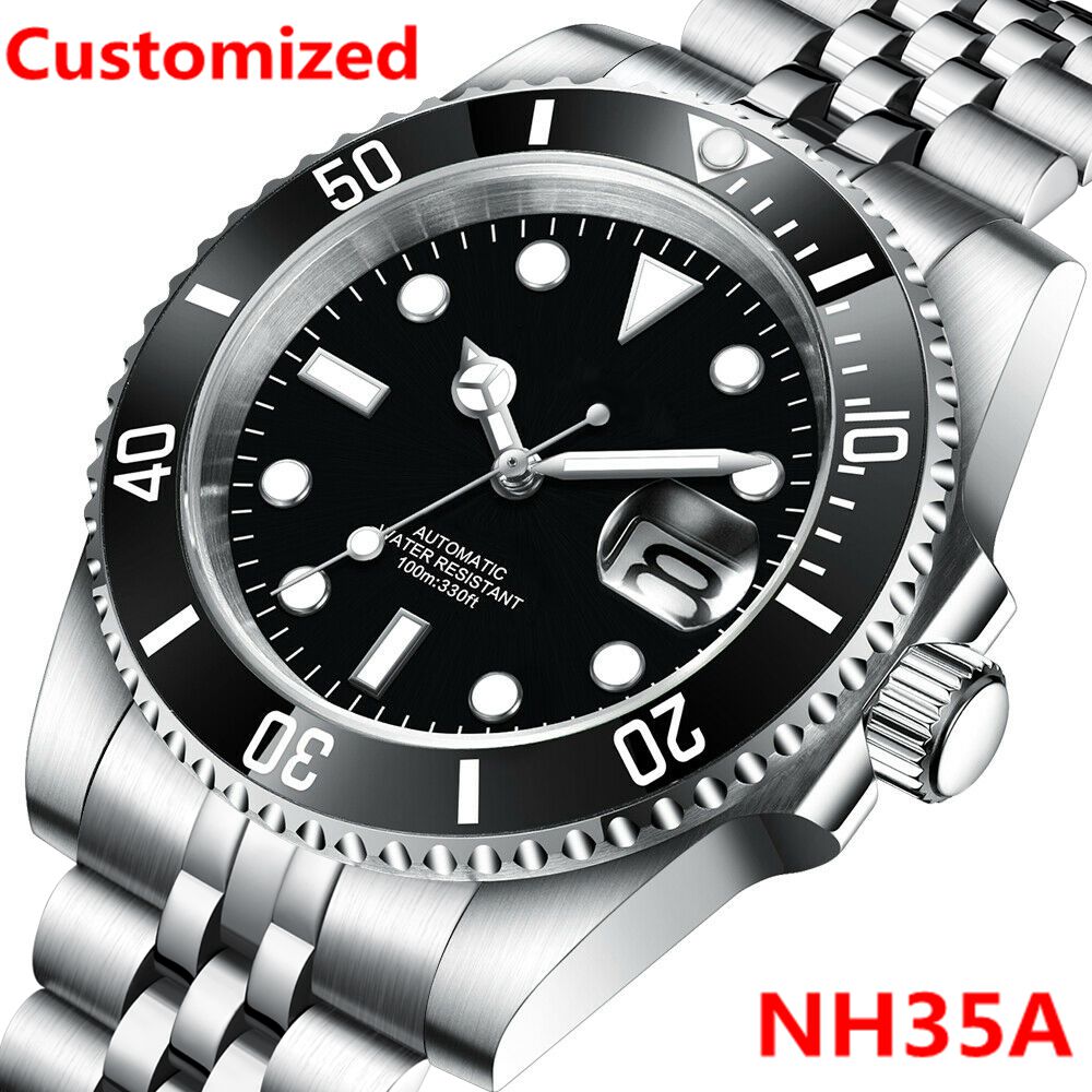 Stainless Bracelet Diver - DIY ロゴ 40 ミリメートルダイブウォッチ NH35 自動腕時計