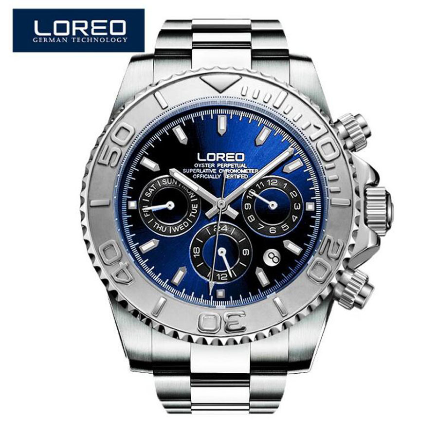 Cartier Watch Tank - 防水 200 メートル LOREO トップブランドの腕時計メンズスチール日付発光腕時計メンズ高級スポーツダイビング自動機械式時計