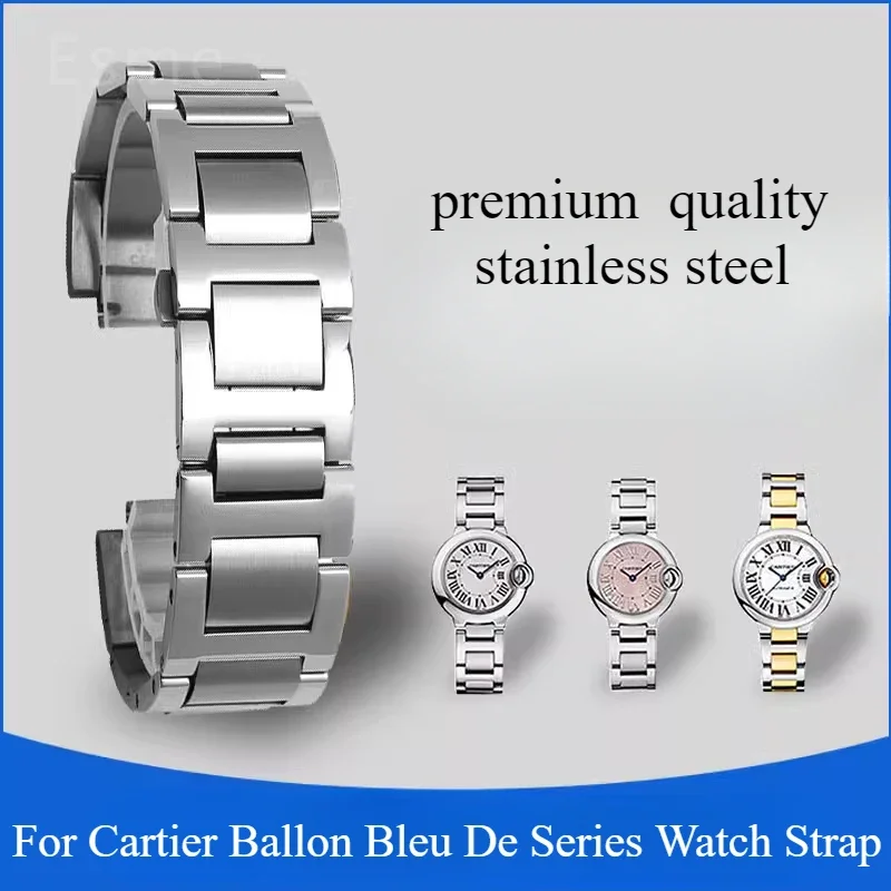 Cartier Watch Ballon Bleu - カルティエ バロン ブルー デ シリーズ用時計バンド ソリッドステンレススチールストラップ