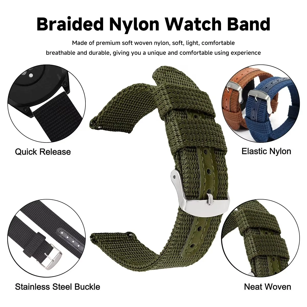 ユニバーサルナイロンキャンバスウォッチ,18mm, 20mm - Canvas Strap Watch のレビューと価格