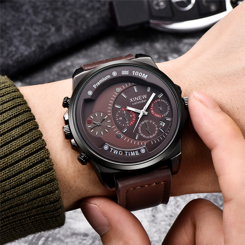 オリジナル XINEW ブランドメンズ腕時計黒ボーイズファッ - Leather Watch Band Men のレビューと価格