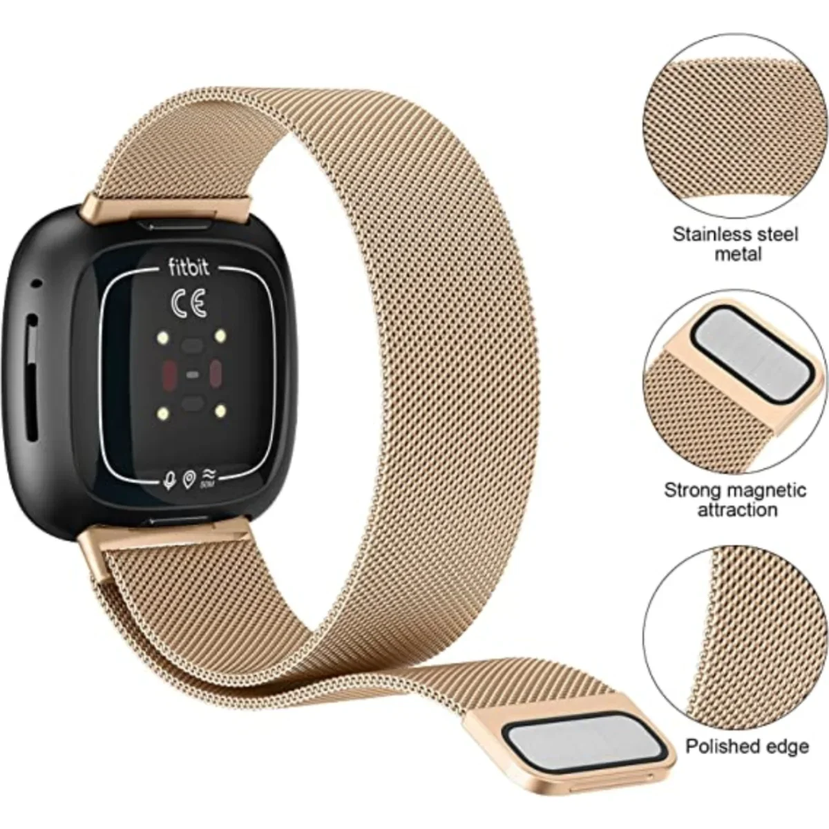 Fitbit Bour、メタルリストバンド、ステンレス鋼、磁 - Milanese Loop Magnetic のレビューと価格