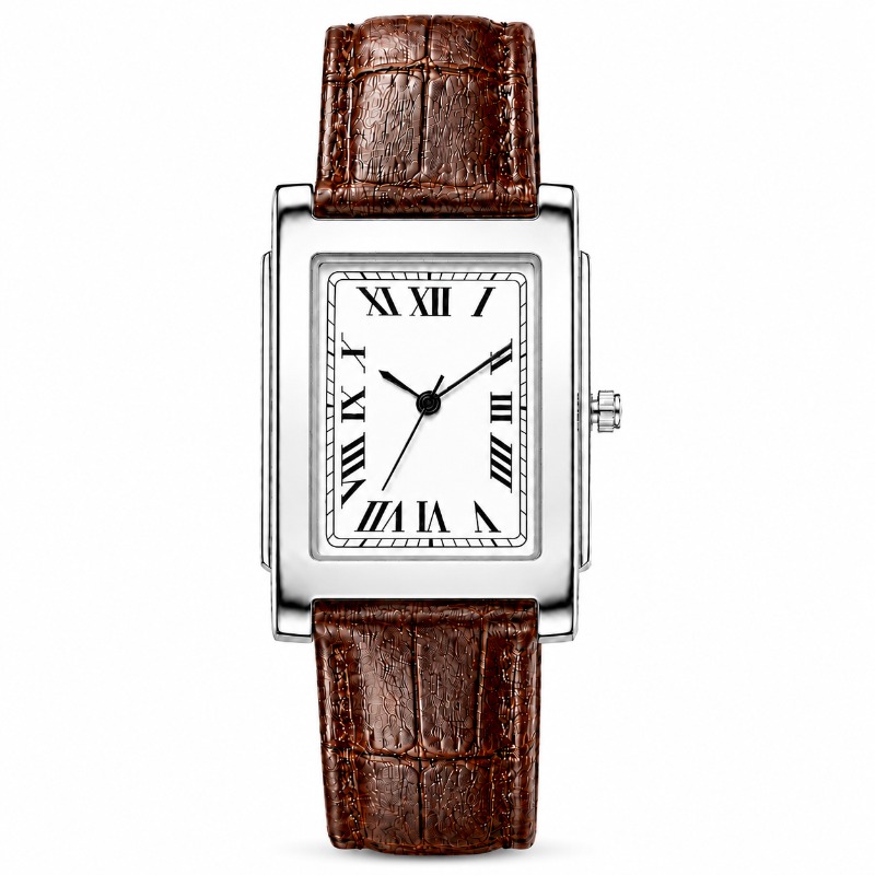 ビジネスメンズアナログクォーツ腕時計 レトロスクエア ローマ - Leather Watch Band Men のレビューと価格