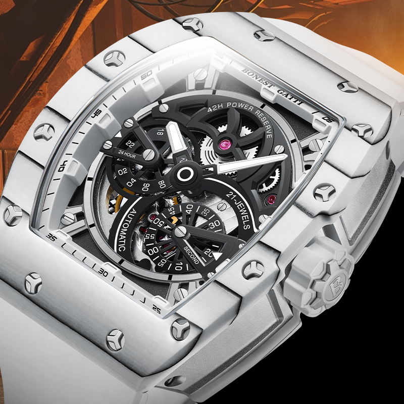 BONEST GATTI メンズ機械式時計 トノー型カーボン - Rubber Strap Diver のレビューと価格