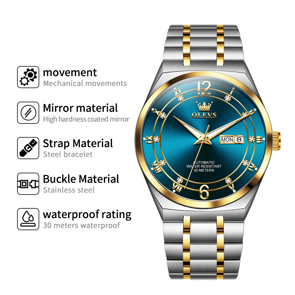 OLEVS腕時計 メンズ腕時計 機械式腕時計 防水 ステンレ - Rolex Watch Datejust のレビューと価格