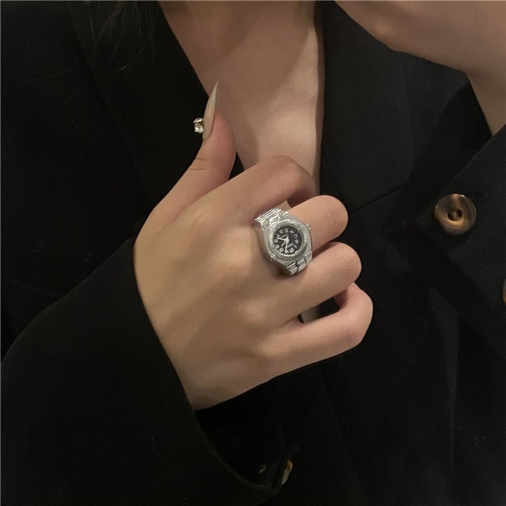 パンクミニフィンガーウォッチリング 合金製伸縮ストラップウォ - Canvas Strap Watch のレビューと価格