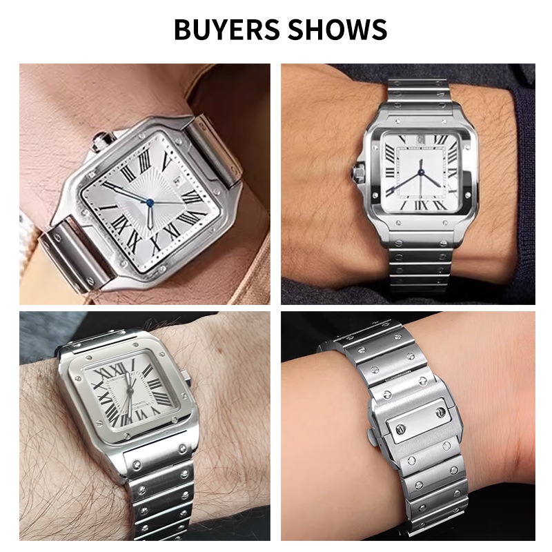 23mm 高品質ステンレススチール製時計ストラップ カルティ - Cartier Watch Santos のレビューと価格