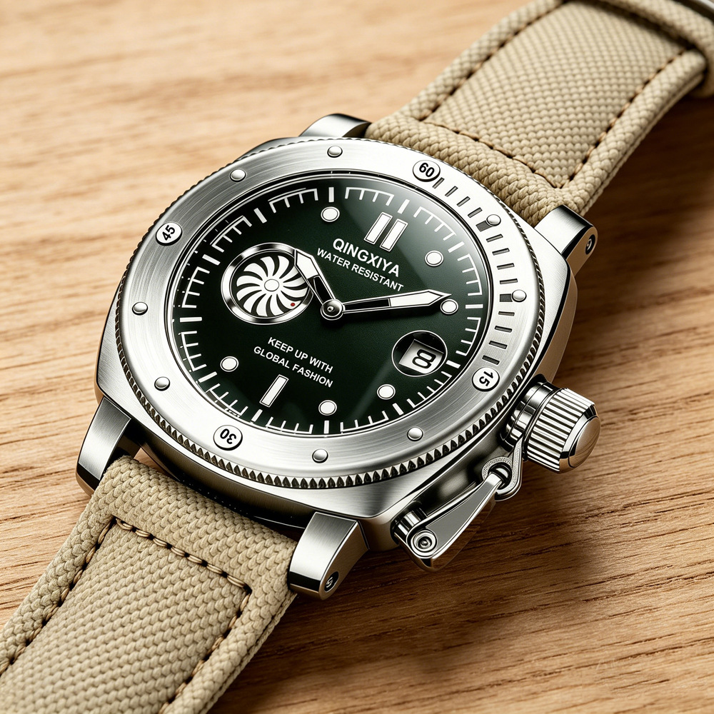 クールなクリエイティブカーキキャンバスストラップクォーツ時計 - Canvas Strap Watch のレビューと価格