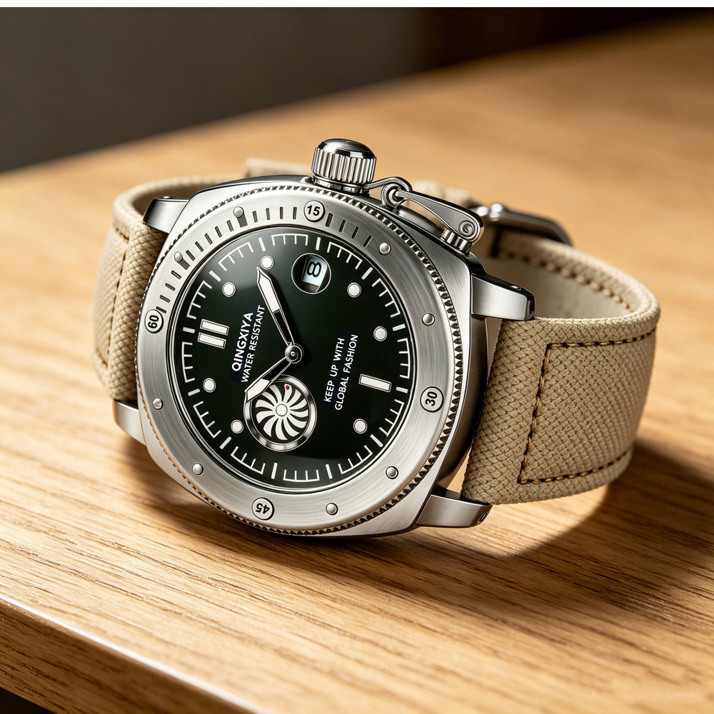 クールなクリエイティブカーキキャンバスストラップクォーツ時計 - Canvas Strap Watch のレビューと価格