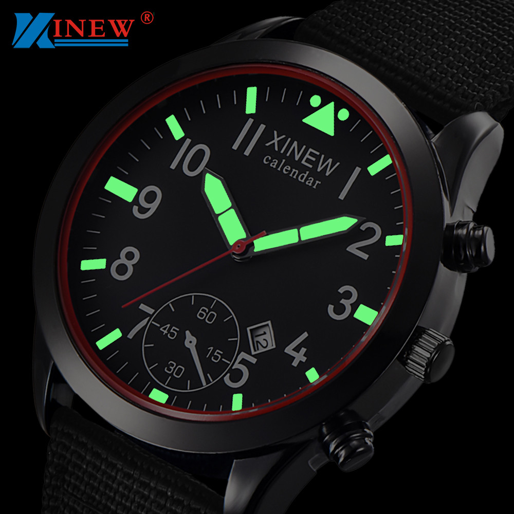2020 xinew-メンズウォッチ,ミリタリー腕時計,発光 - Canvas Strap Watch のレビューと価格