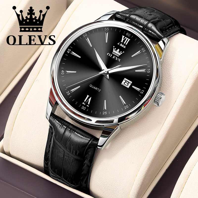 Olevs-メンズクォーツ防水時計,ビジネス,レザーストラッ - Leather Watch Band Men のレビューと価格
