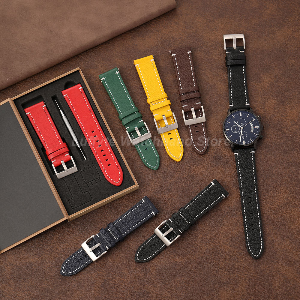 両面ライチテクスチャストラップ 18 20 22 24mm  - Leather Strap Quick Release のレビューと価格