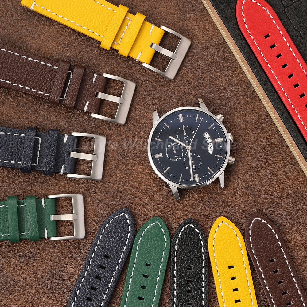 両面ライチテクスチャストラップ 18 20 22 24mm  - Leather Strap Quick Release のレビューと価格