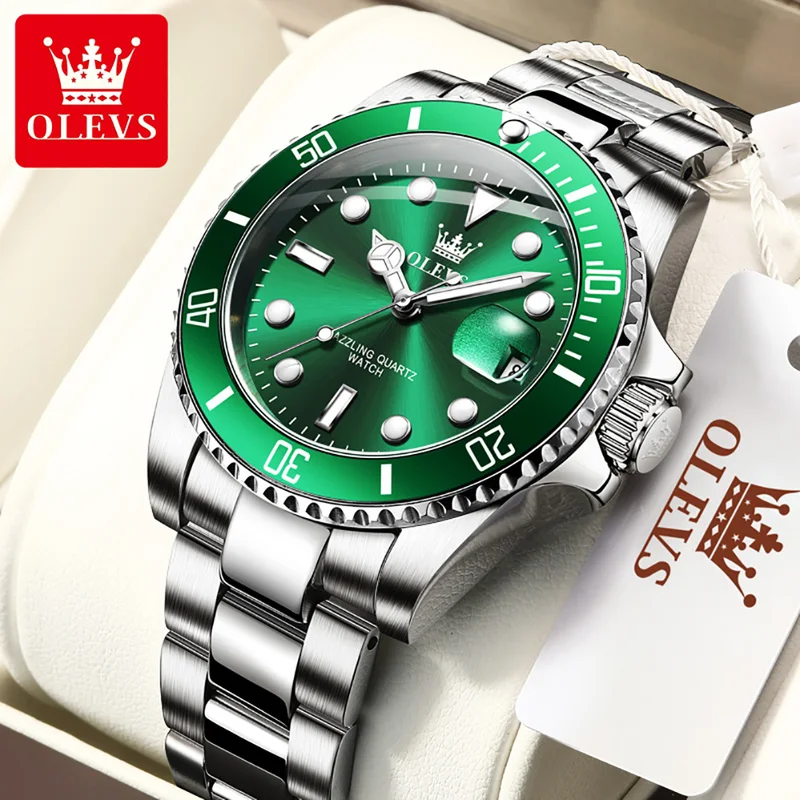 OLEVS オリジナルクォーツ時計男性用ステンレス鋼防水スポ - Rolex Watch Datejust のレビューと価格
