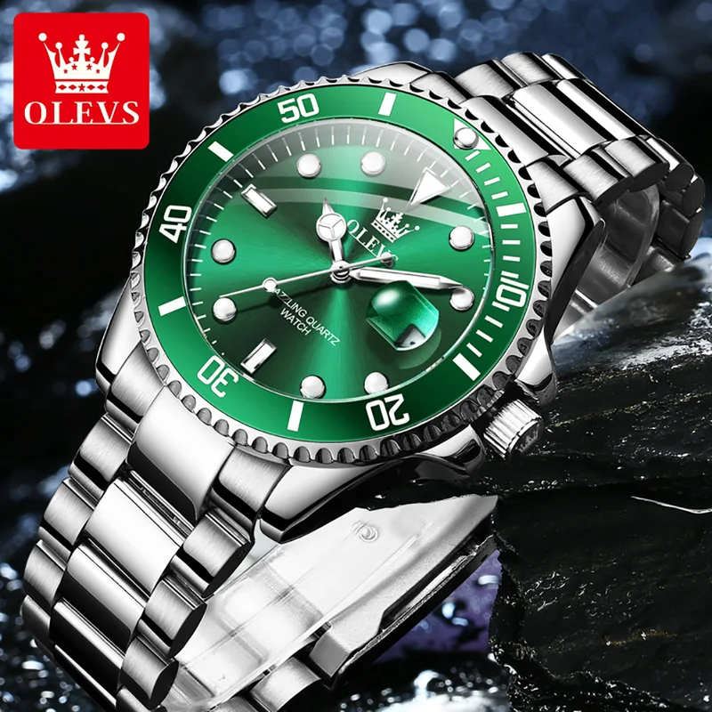 OLEVS オリジナルクォーツ時計男性用ステンレス鋼防水スポ - Rolex Watch Datejust のレビューと価格