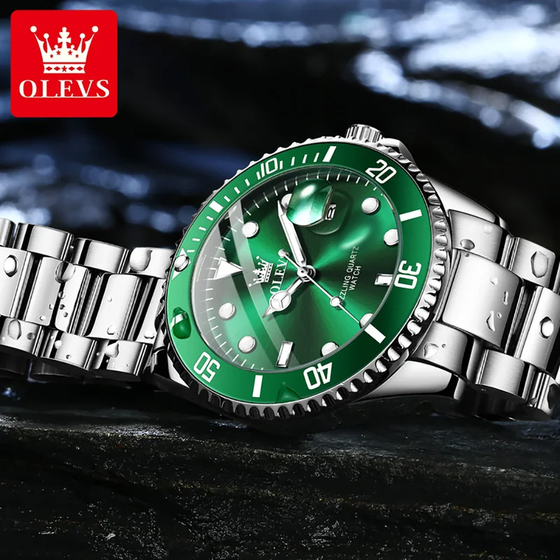 OLEVS オリジナルクォーツ時計男性用ステンレス鋼防水スポ - Rolex Watch Datejust のレビューと価格