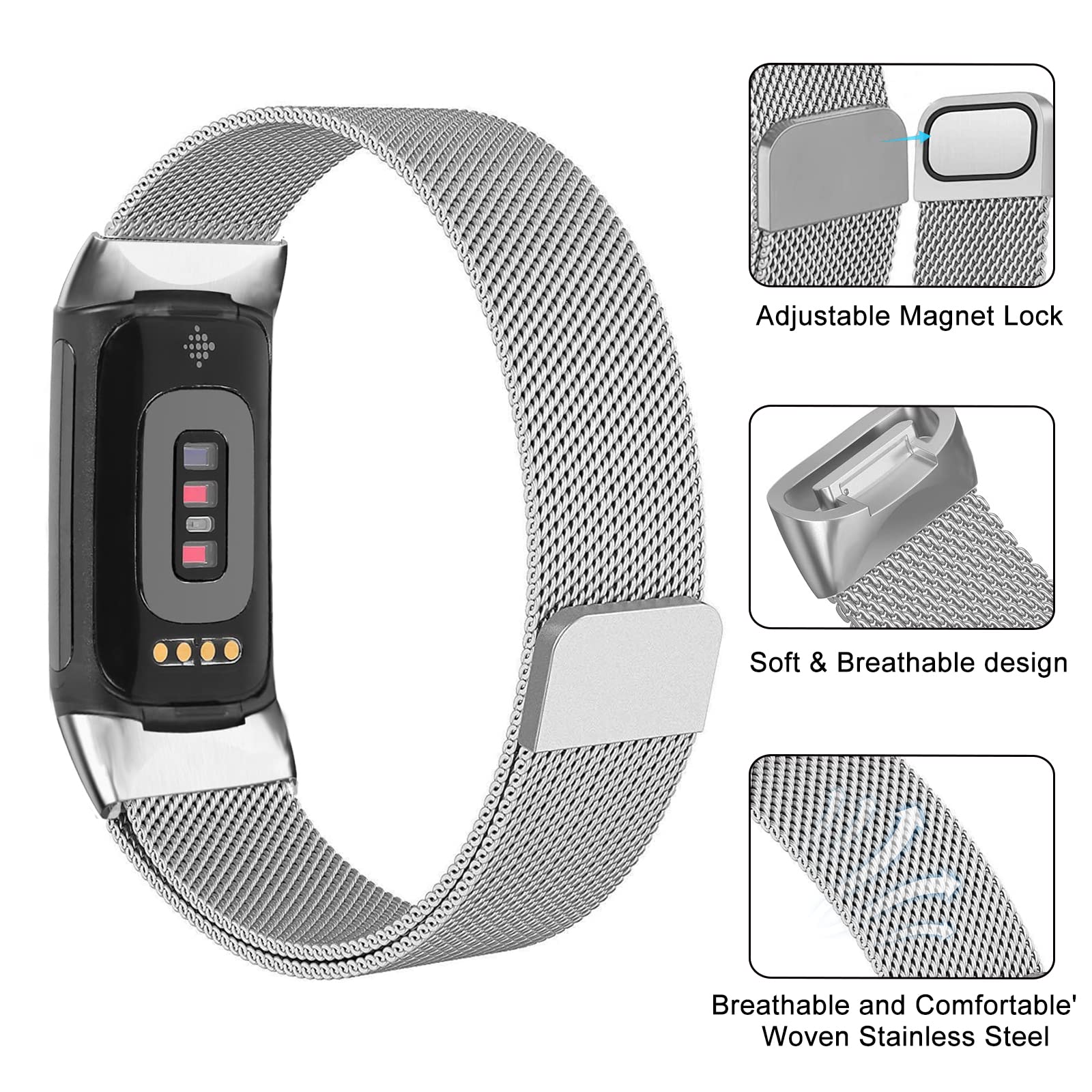 ミラネーゼループ Fitbit Charge 6 5 バンド - Milanese Loop Magnetic のレビューと価格