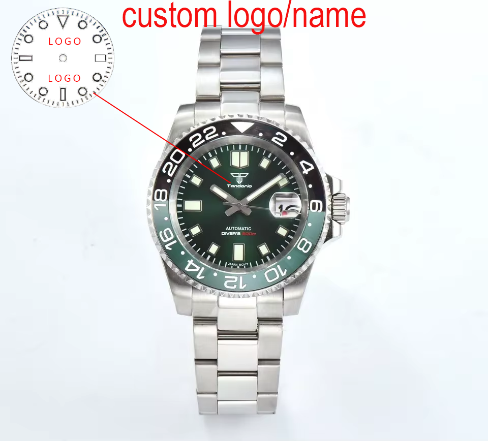 カスタム40mmグリーンダイバーメンズ腕時計200m防水サフ - Stainless Bracelet Diver のレビューと価格