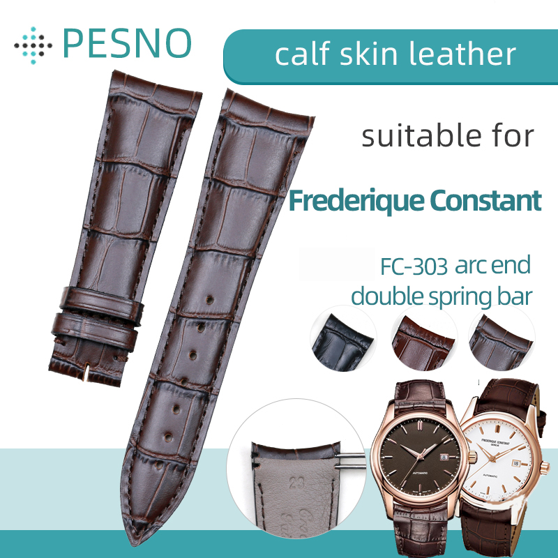 Pesno-本革の時計バンド、カーフスキン、ダブルスプリング - Curved Spring Bar のレビューと価格