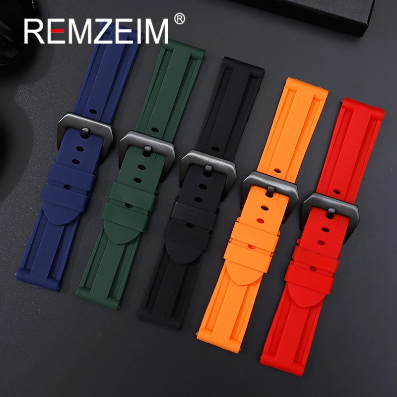 高品質のシリコンウォッチバンド,黄色,緑,黒,ラバー,交換用 - Rubber Strap Diver のレビューと価格