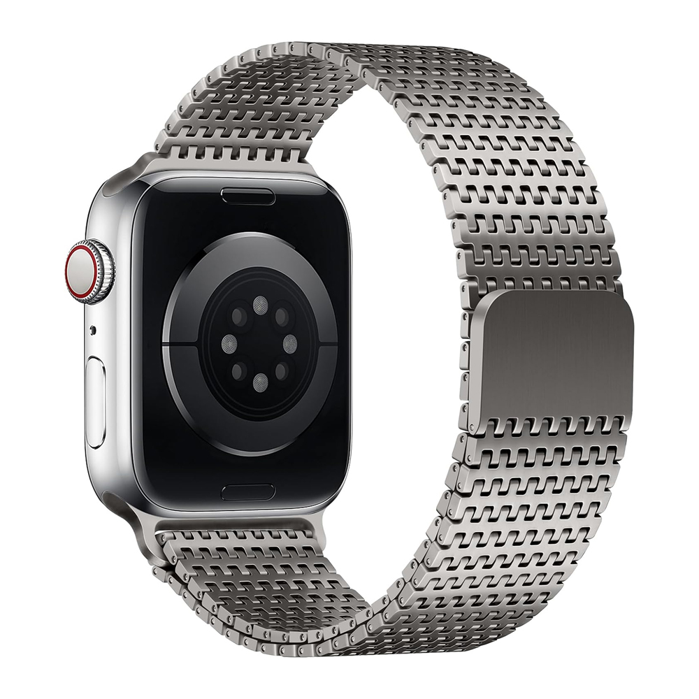 チタンループストラップ Apple Watch バンド 46 - Milanese Loop Magnetic のレビューと価格