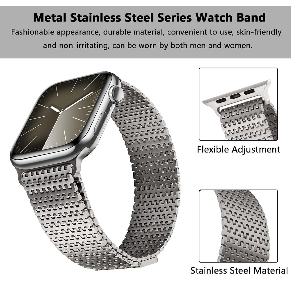 チタンループストラップ Apple Watch バンド 46 - Milanese Loop Magnetic のレビューと価格